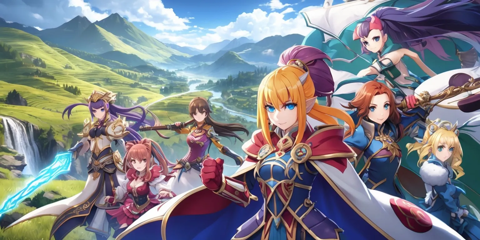 A vibrant, action-packed scene from the Genshin Impact game, set in the fantastical world of Teyvat, with a stunning landscape of rolling hills, majestic mountains, and serene waterfalls, featuring a group of characters, including the game's protagonists, with intricate costumes, unique elemental abilities, and diverse facial features, such as Diluc's sharp jawline, Kaeya's striking blue eyes, and Lisa's distinctive hairstyle, with a mix of Asian-inspired and fantasy elements, in a dynamic composition, with bold lines, striking poses, and dramatic lighting, highlighting the game's signature anime-style visuals, with a color palette that blends soft pastels with deep, rich hues, and subtle texture details, showcasing the game's impressive art style and attention to detail.