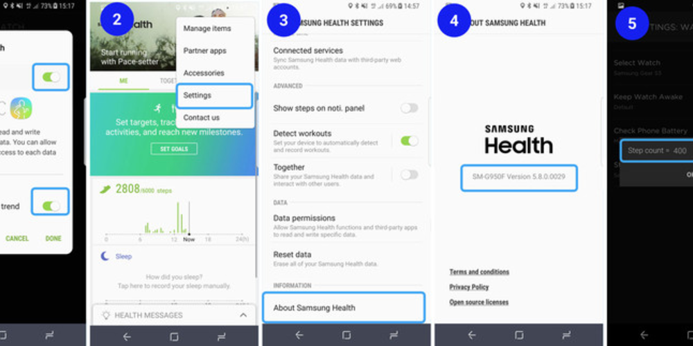 Samsung Health app screen